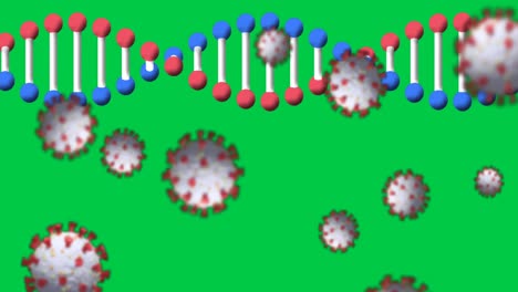 Animation-Fallender-Zellen-Und-DNA-Strang-Auf-Grünem-Hintergrund