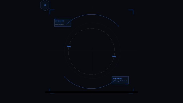 Futuristic Digital HUD Interface with Scanning Circle