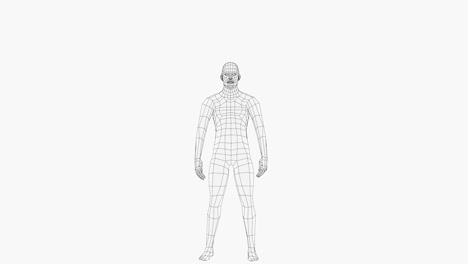 wireframe jumping man. 3d rendering