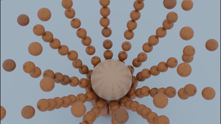 Abstract 3D Render of Wooden Spheres