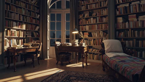 elegant night study in a vintage library