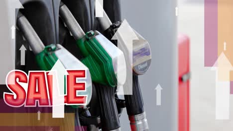 animation of sale and arrows over gas pump