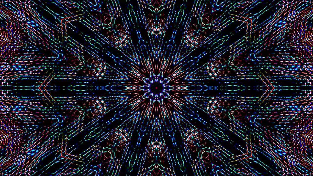 hermoso caleidoscopio abstracto que brilla, una luz radiante que regula los movimientos sutiles