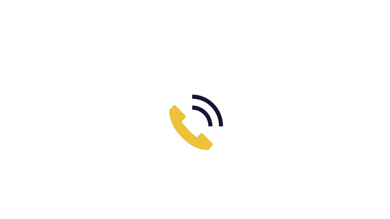 Icône de téléphone animée avec ondes de signal sur fond blanc