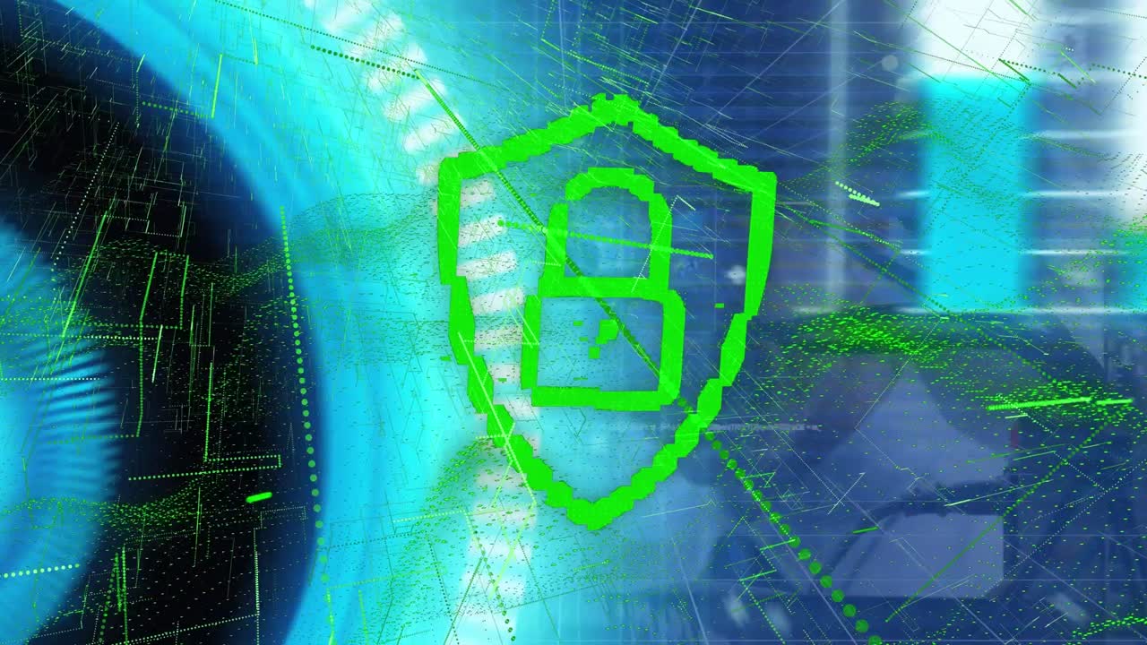 디지털  ⁇ 락, 화면 및 데이터 처리 카우카시안 남자 확인 서버를 통해 애니메이션