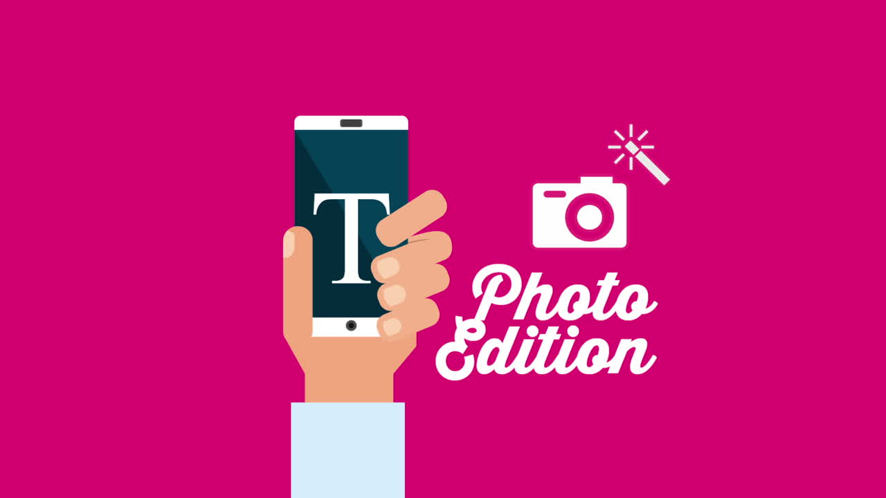 사진 편집 앱과 함께 스마트폰을 사용하는 손