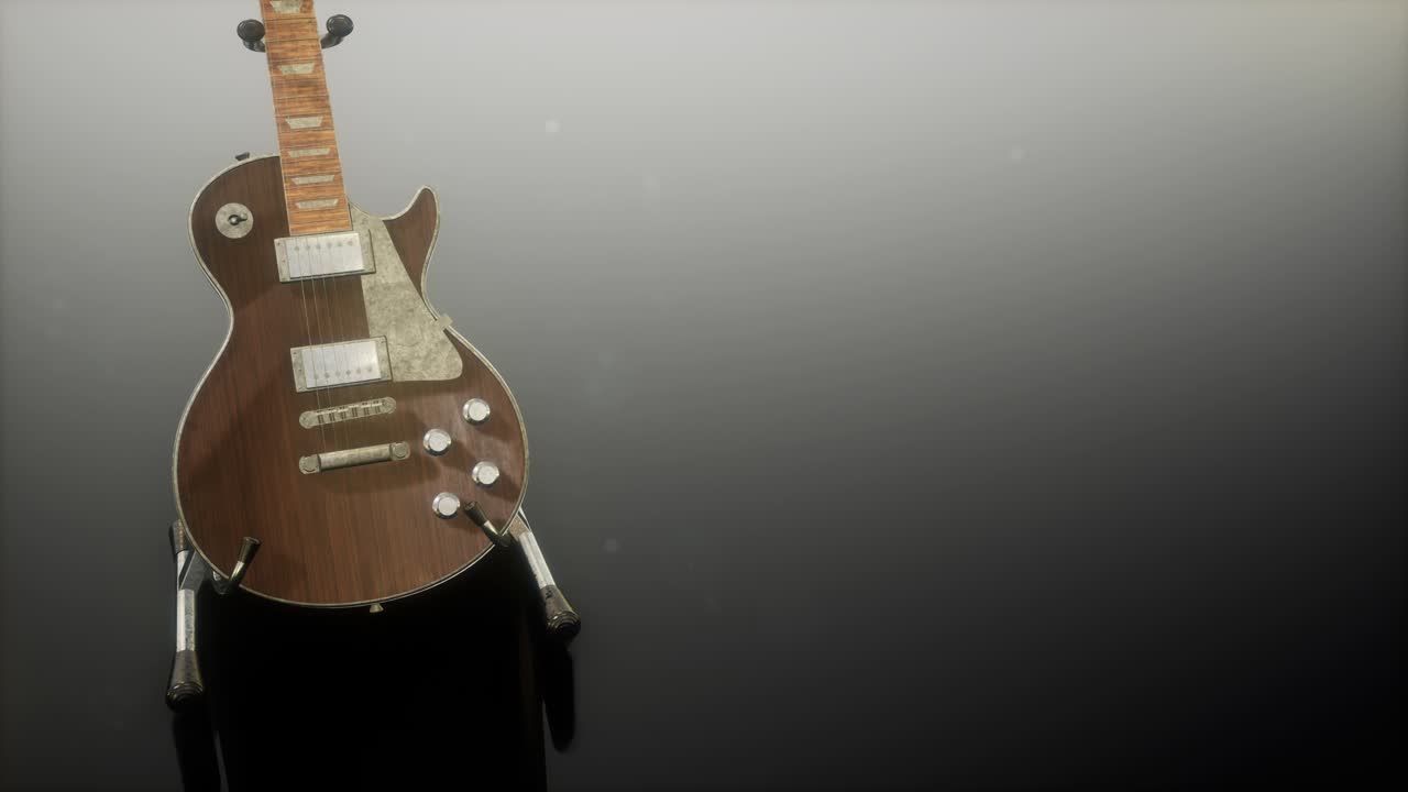 guitarra eléctrica de bucle en la oscuridad con luces brillantes