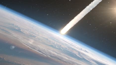 impacto de un asteroide en la tierra desde el espacio
