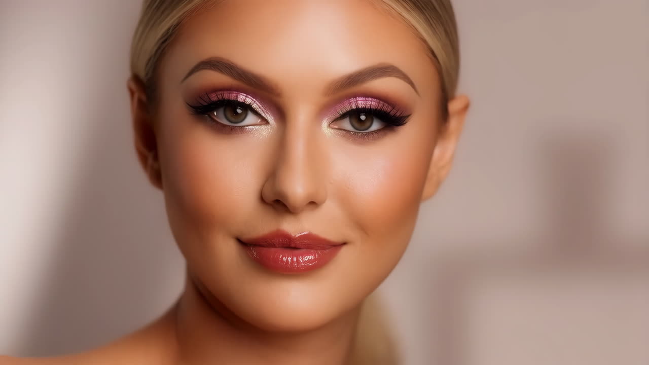 Close-up Beauty Portrait of a Woman with Glamorous Makeup