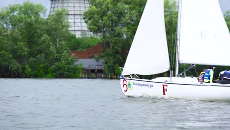 sailing yacht on a river