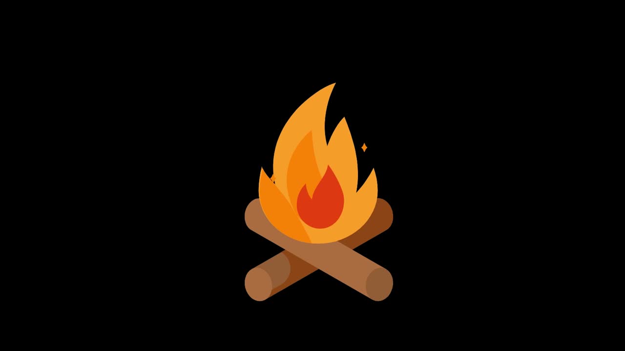 animación de llama de hoguera de dibujos animados en pantalla verde.