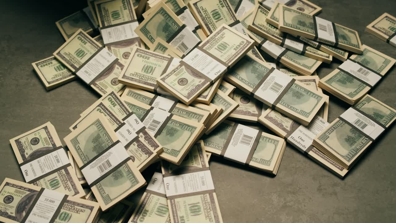 Specialised police officer Counting dollar banknotes in crime lab, conceptual image. High quality 4k footage