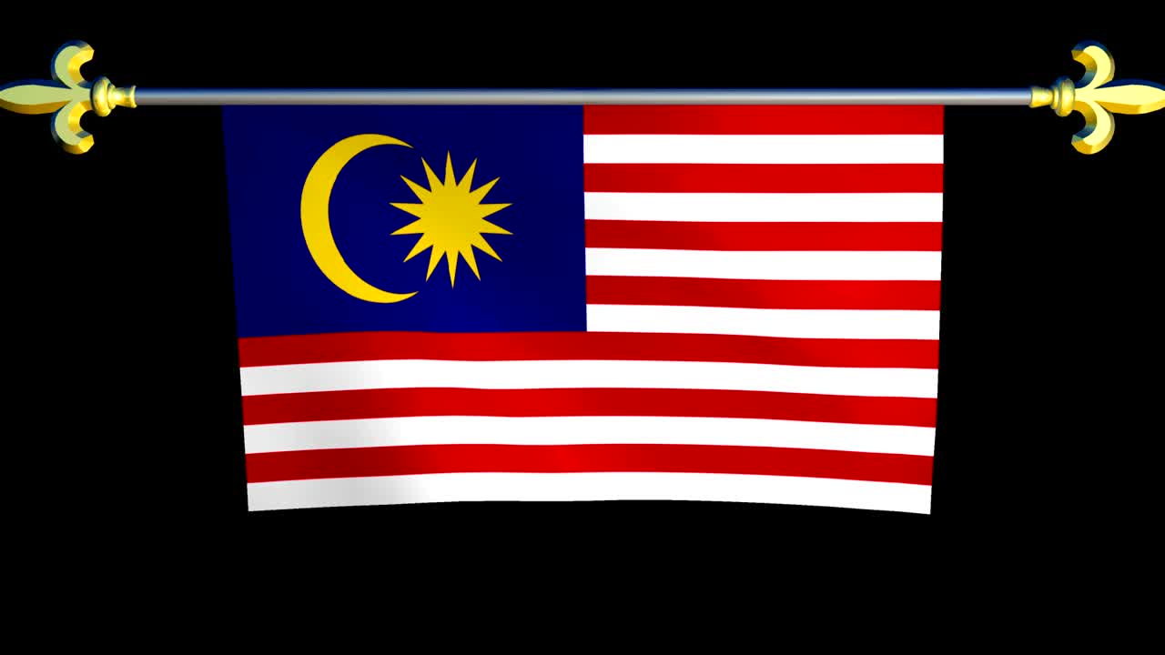 Grande bandiera animata della Malesia in loop.