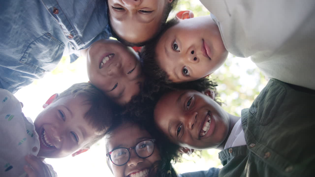 Diverse group of happy children in a circle
