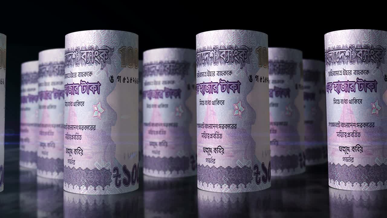 방글라데시 타카 돈 지폐 롤 원활한 루프