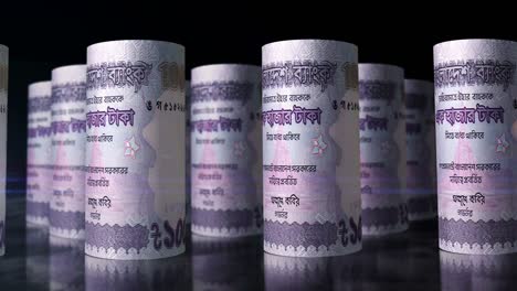 bangladeshi taka money banknotes rolls seamless loop