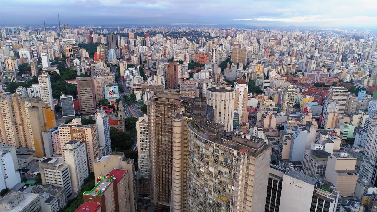 Aerial view to Copan building, downtown Sao Paulo, Brazil