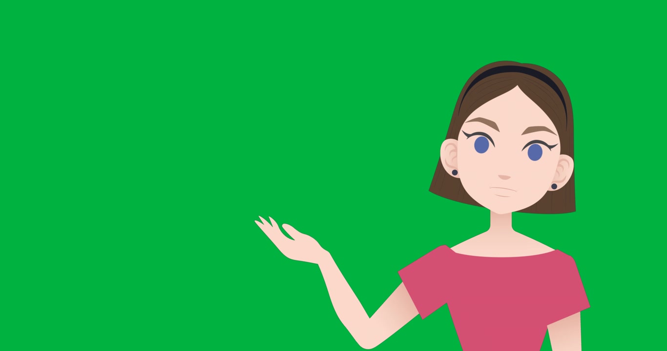 Animation of illustration of caucasian woman talking and pointing on transparent background