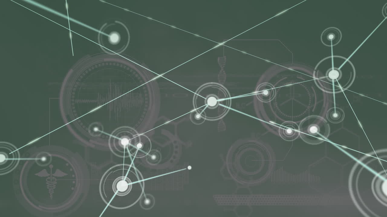 회색 배경에 데이터 처리를 통해 연결 네트워크의 애니메이션