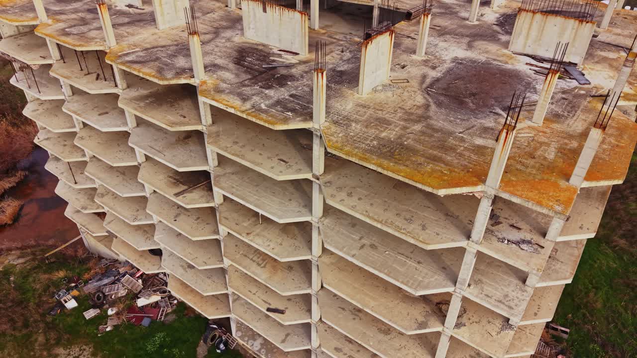 Aerial view of an unfinished construction site