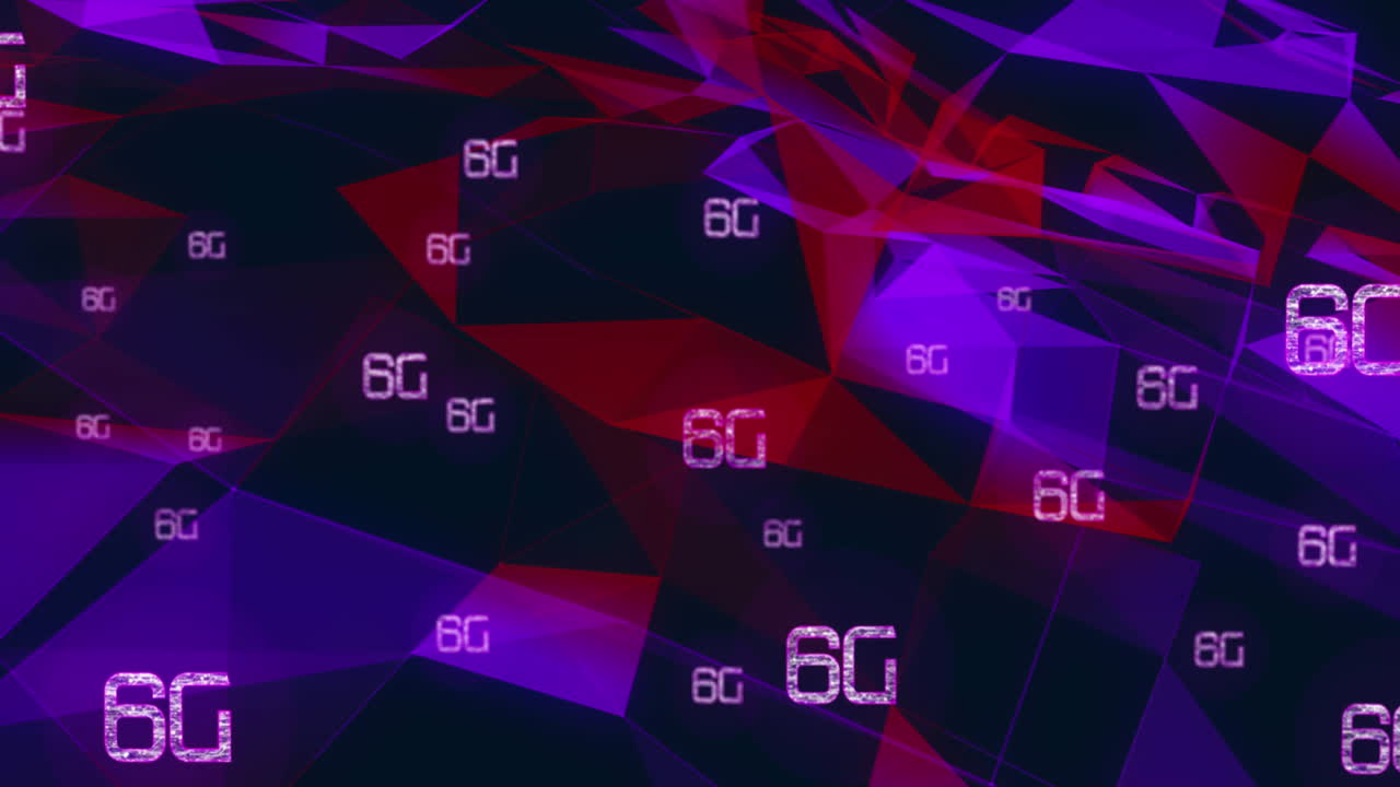 Animation af netværk af forbindelser med 6G-tekst over former