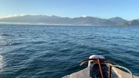 POV-From-Forward-Bow-View-of-Lombok-Boat-Ride-From-Gili-Air-Indonesia