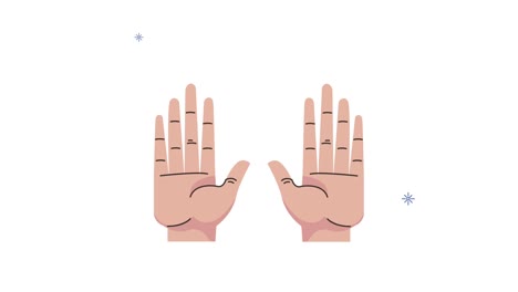 animación de símbolo de parada de las manos humanas