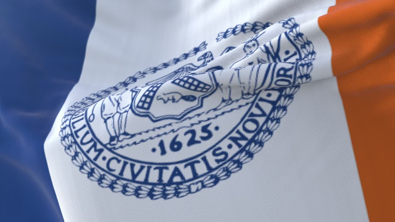 bandera de nueva york, ciudad de los estados unidos de américa - bucle
