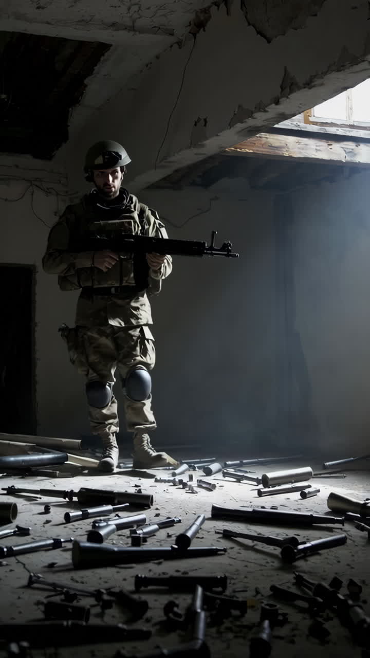 Soldier in a Ruined Building