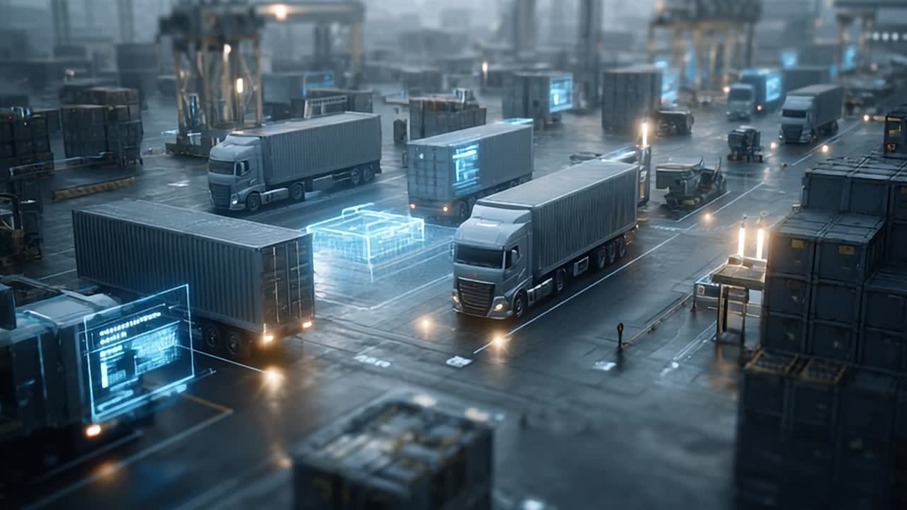 Technology-enhanced logistics operations at a busy freight yard