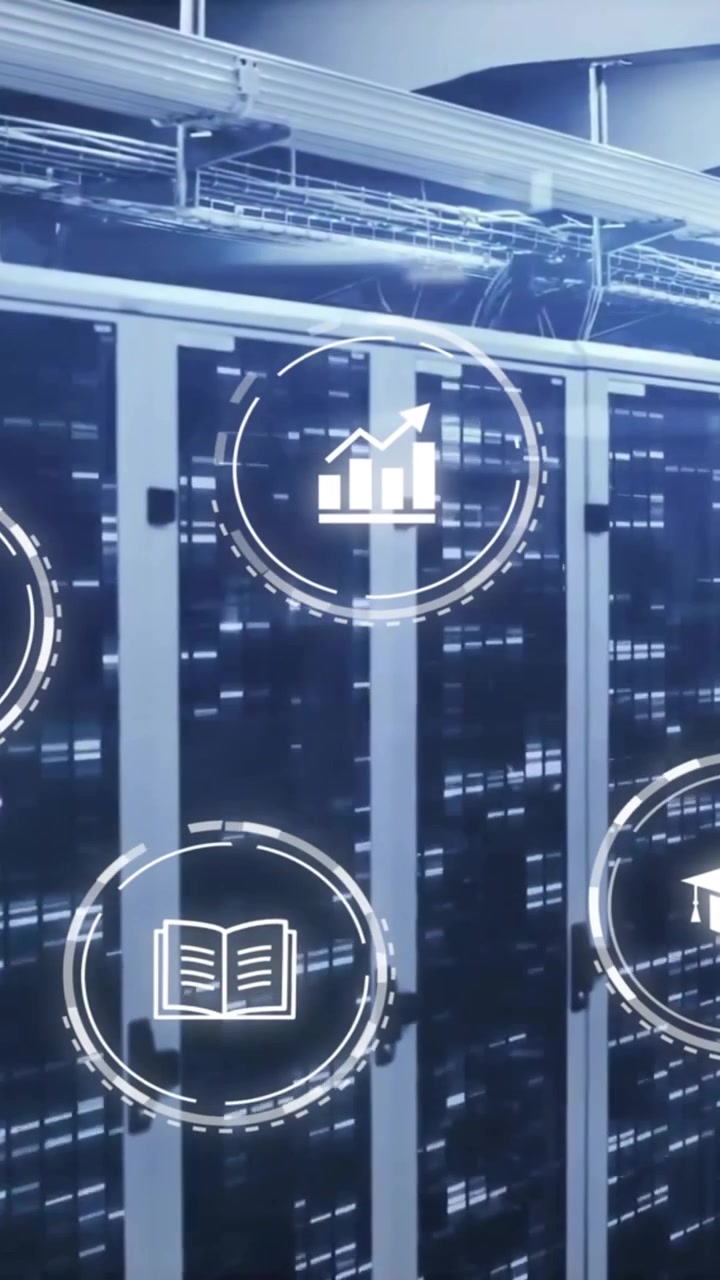 Animation of icons and data processing over computer servers