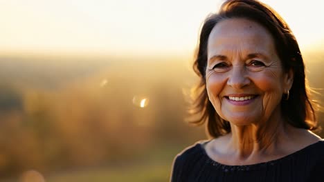 smiling senior woman portrait in nature