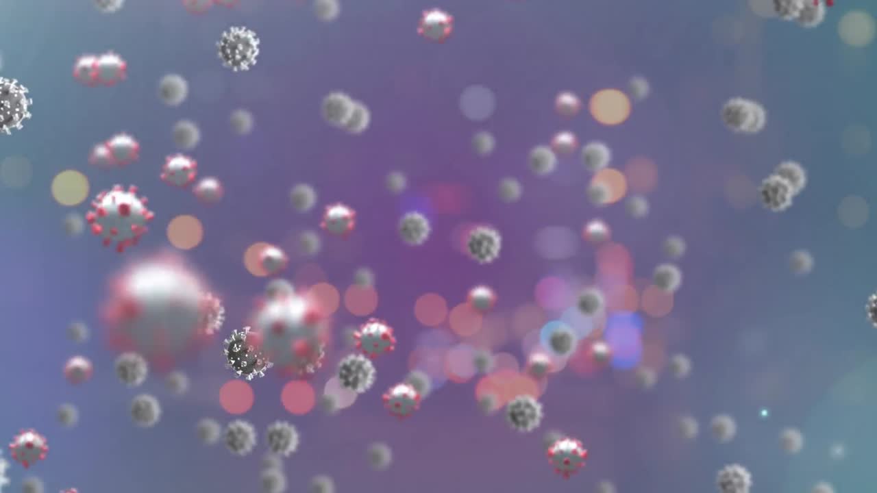 covid-19の細胞と輝く光の斑点