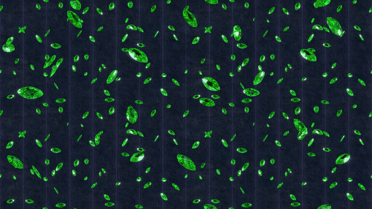 보석 디스플레이 에메랄드 배경 루프 타일 떨어지는