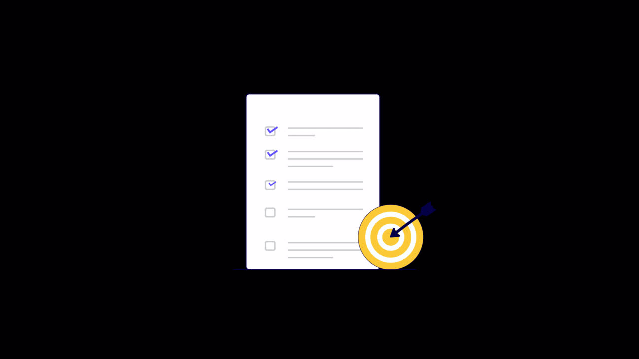 Animated Checklist with Target and Arrow Showing Completion