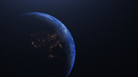 zoom in animated planet earth moving in space