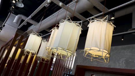 modern asian restaurant interior design with hanging lamps