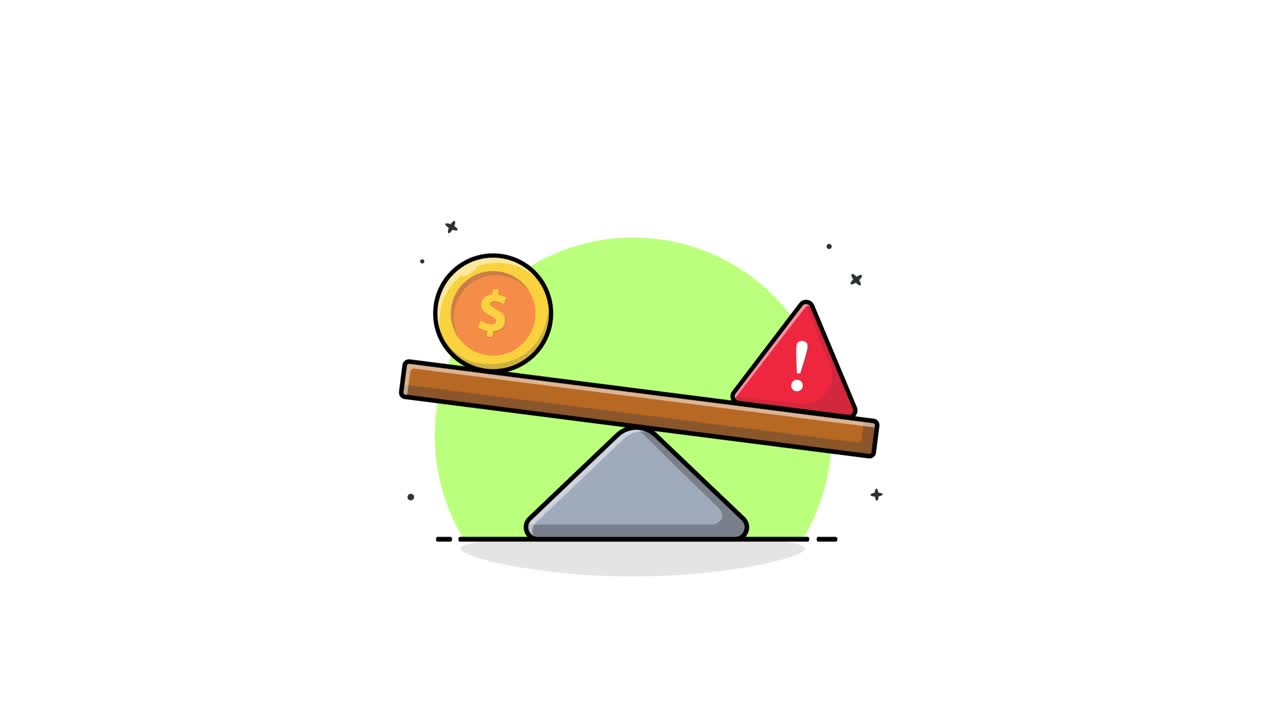 Money and Warning Sign on a Balance Scale Animation