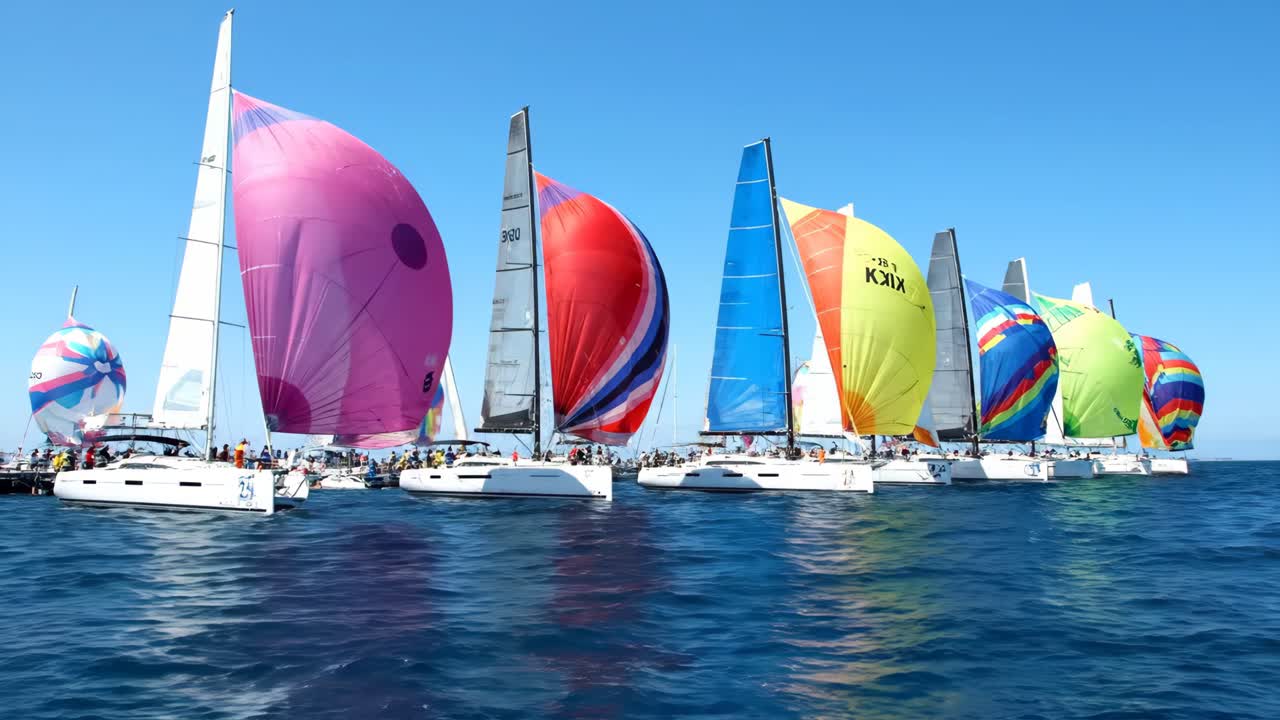 Sailing Regatta with Colorful Spinnakers