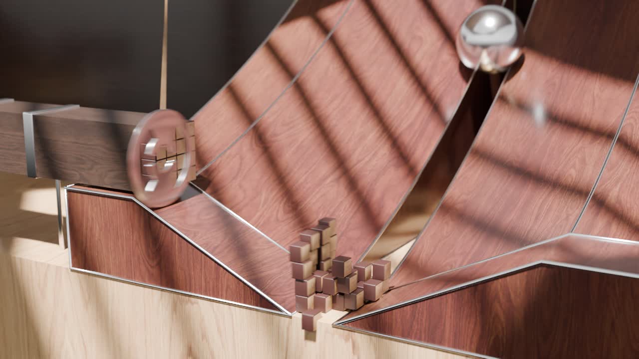 기하학적 블록으로 된 나무 램프 시스템