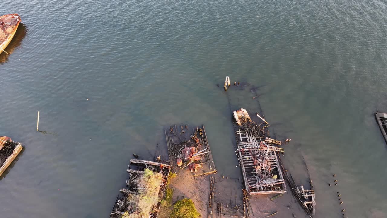 Aerial view of Ship Graveyard on the Arthur Kill near Staten Island, New York