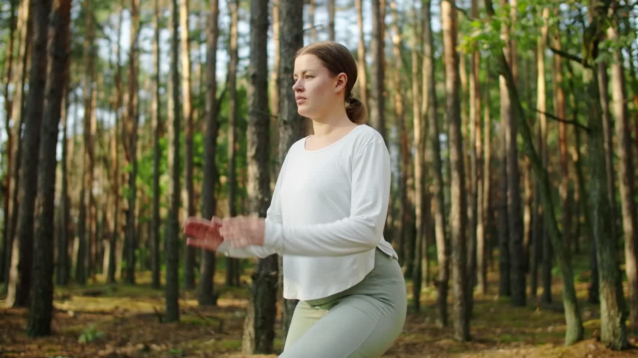 mujer practicando yoga en el bosque