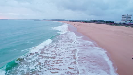 drone shot of alvor beach in the winter