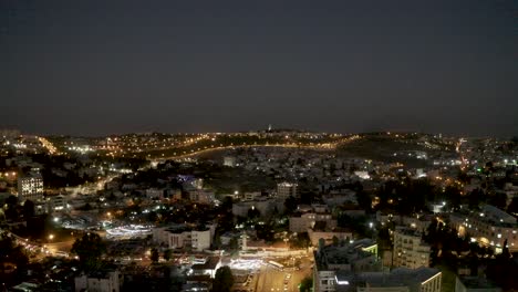 jerusalem city night view, landscape view to street view, traffic crossroad, drone shot, israel