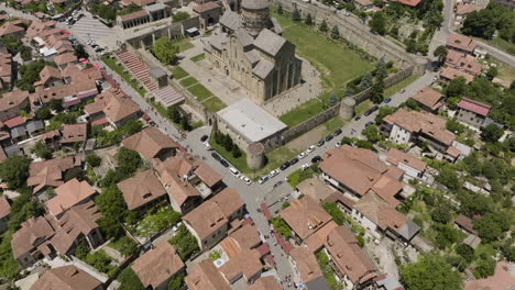 svetitskhoveli cathedral, orthodox christian in historic town of mtskheta, georgia on a sunny day