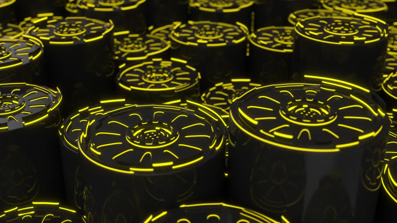 노란색 빛나는 선으로 된 기술 배경 루프