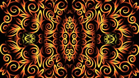 círculo circular sem costura luxuoso cor dourada caleidoscópio gradiente arte floral padrão da cultura indonésia tradicional tenun batik ornamento étnico dayak com fundo preto
