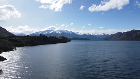 aerial view of lake wanaka, the fourth-largest in new zealand and known for its clear blue waters and picturesque landscapes