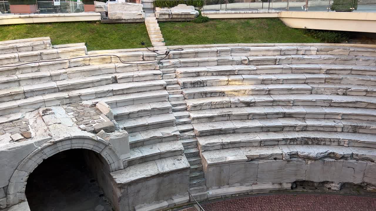 Roman Stadium at Roman Stadium Square. The Stadium of Philippopolis built in the 2nd century AD, during the Roman imperial period. Dzhumaya Square. Jumayata. Center of Plovdiv.