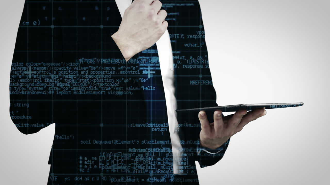 animación de un hombre de negocios con una tableta